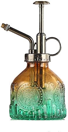 Plant Mister Glass Spray Bottle Small Plant Watering Can 6.4" Tall Retro Indoor Watering Can Bronze Plastic Top Pump for Garden Indoor Plant Sprayer (Brown Green Gradient) by RUIFVJ