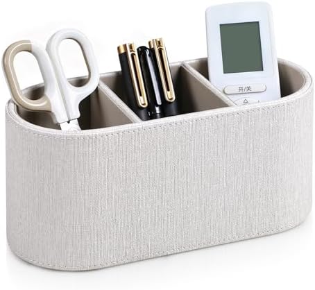 Remote Control Holder Pen Pencil Holder Desk Organizer Caddy(Linen) by Cretkhp