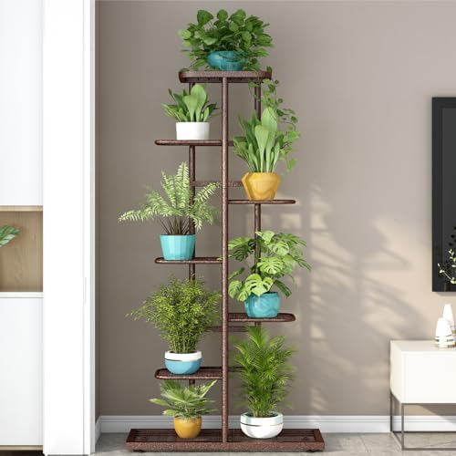 LINZINAR 7 Tier Plant Stand Indoor Outdoor Metal Flower Pot Display Shelf - Image 3