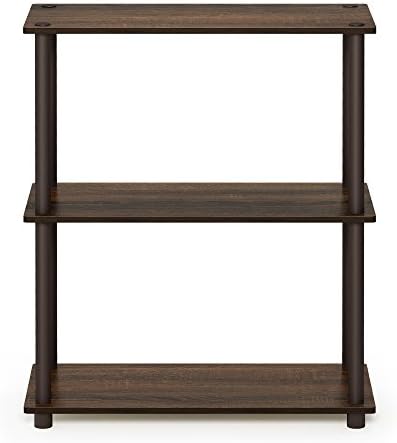 Furinno TURN-N-TUBE Storage Shelves, 3-Tier Book Shelf, Corner Shelf, Toolless Open Shelves, for Organization and Storage, Living Room, Garage, Home Office, Walnut - Image 4