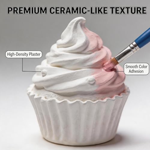 15 Pcs Plaster Painting Kit for Adults & Teens - DIY Miniature Cake & Dessert Figurines - Ceramic-Like Fake Food Props for Home Aesthetic Decor, Crafting & Bakery Display - Image 5