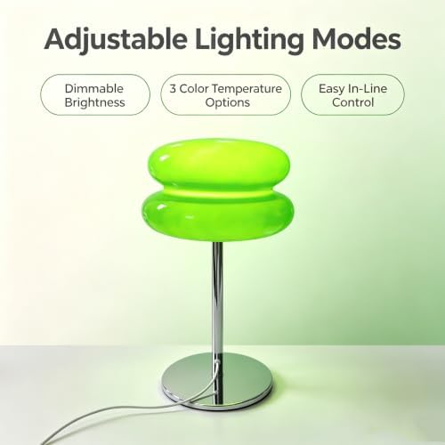 Bedroom Mushroom lamp, Medieval Modern Bedside Table lamp for Night Stands, Vintage dimmable Small Lamps, Cute Cool Desk Lamps Home Room Aesthetic Decor for Living Room(Green) - Image 3