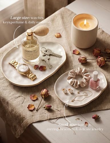 AISBUGUR Jewelry Dish Set of 2, Large Jewelry Tray for More Jewelry Ring Dish Jewelry Bowl with Beautiful Package and Greeting Card Perfect for Birthday Gifts for Women - Image 3