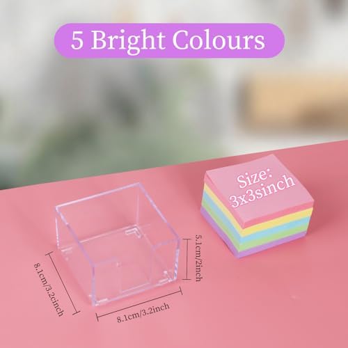 Buqoo Clear Silver Desktop Mmeo Holder Cute Acrylic Sticky Notes Dispenser 3.9×3.9 Inches Office Memo Pad Holder for Desk - Image 5