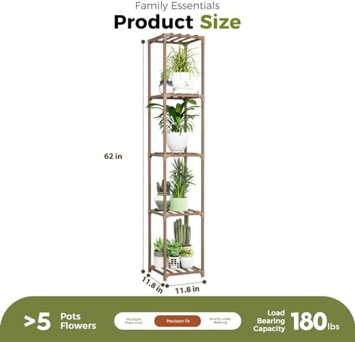Bamworld Plant Stand Indoor Outdoor 5 Tier Tall Large Wood Plant Shelf - Image 6