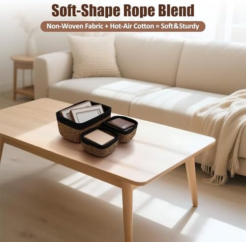5-Pack Small Woven Rope Storage Baskets, 2 Sizes Organizer Bins - Image 6
