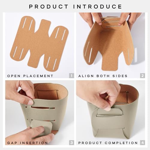 HOMIEAZICOZI 2-Pack Cork Leather Makeup Brush Holder Organizer - Desk Accessories Storage - Pencil Pen Holder - Stylish Addition to Home Decor (Beige) - Image 6