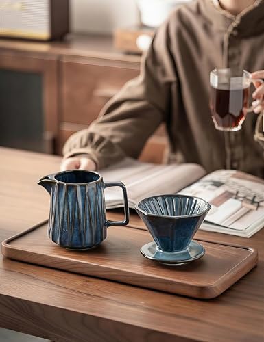 Pour Over Coffee Maker Set, Vintage Ceramic Coffee Dripper with 50 Paper Filters, 15oz/450ml, for Home Café Restaurant Camping - Image 7