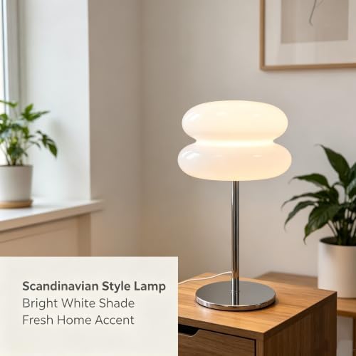 taotanra-Mushroom Bedside Table Lamp, Mid-Century Modern Bedroom Table Lamp, Retro Dimmable Bedside Lamp, Cute and Cool Home Decor (White) - Image 3