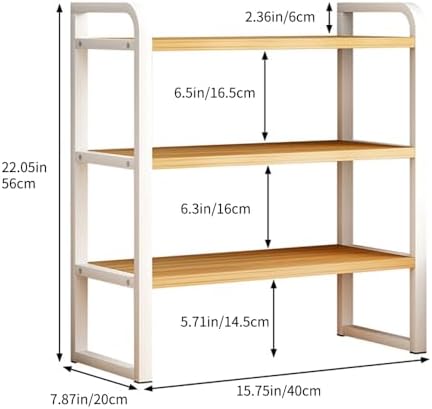 Office Desk Shelf Organizer, Wood Desktop Bookshelf Supplies Storage Rack, Shelf for Top of Desk and Dresser and Cubicle Decor Aesthetic Bookshelf (Black Black-three Tier, 15.75 Lx7.87 Wx22.05 H) - Image 2