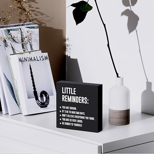 Inspirational Mental Health Gifts Home Office Decor Black Wooden Box Sign for Living Room Dorm College Shelf Bedroom Counter Tabletop Desk Decor Encouragement Gifts Wood Sign - Image 5