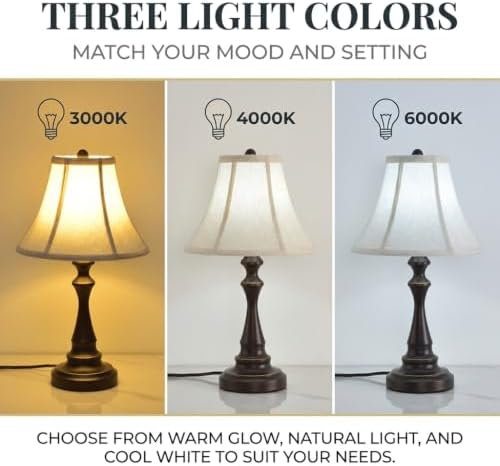 Traditional Table Lamp, Brown Farmhouse Desk Lamp with Fabric Shade - Image 7