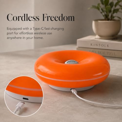 Orange Donut Lamp, Cordless Rechargeable Table & Wall Light, Touch Dimmable - Image 4