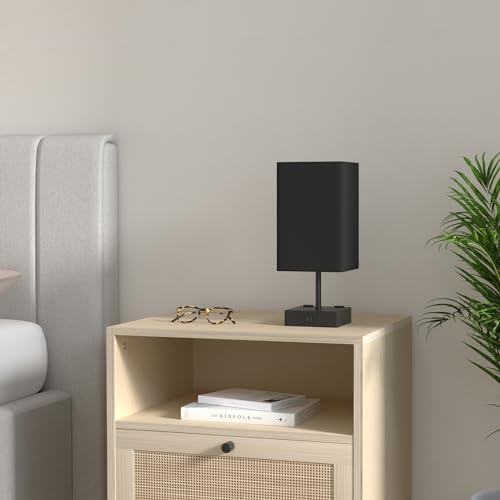 Bedside Table Lamp for Bedroom with 2 USB Ports, 14-Inch, Black - Image 2