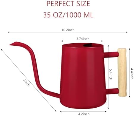 Watering Can Indoor Plants, 35oz Small Stainless Steel Metal Watering Can Modern Decorative Watering Pot with Long Spout for Indoor House Plant Bonsai Garden Flowers (Red) - Image 2