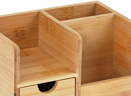 Relaxdays Desk Organiser, Drawer & Shelf, 2 Compartments, Natural - Image 7