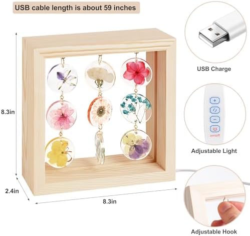 SMUK Dried Flower LED Table Lamp, Handmade Aesthetic 3 Way Dimmable Decorative Pressed Flower Desk Lamp with Wood Frame for Bedroom, Living Room, Office, Desk, Table Unique Bedside Lamps - Image 4