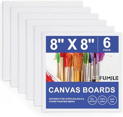 FUMILE Canvas Boards for Painting 8x8, 6 Pack Canvases for Painting Primed Acid Free Blank Canvas Panels for Painting Canvas for Classroom and Painting Parties. by FUMILE
