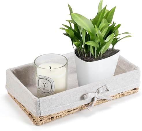 Bathroom Tray Wicker Toilet Paper Basket Toilet Tank Trays for Countertop Storage Behind Bathroom Tray Organizer Toilet Tank Top Basket Suitable for Any Home Décor Style (9.8x5.9x2.36 In, Beige) - Image 6