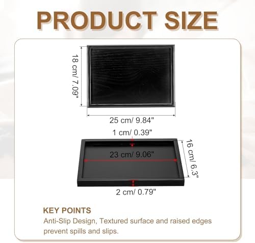 Wooden Serving Tray Rectangular Wood Serving Tray Decorative Platter, 9.8x7.1 Inch Fit for Home Decor Kitchen Coffee Table Candle Holder, (Black) - Image 2
