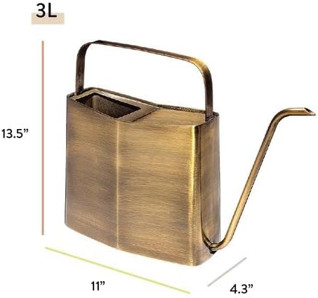 Modern Sprout Brass Finish Plant Watering Can - 3L Capacity - Long Spout Stainless Steel Vessel for Outdoor & Indoor Plants - Rust Resistant - Garden Accessory for Houseplants & Decorative Use