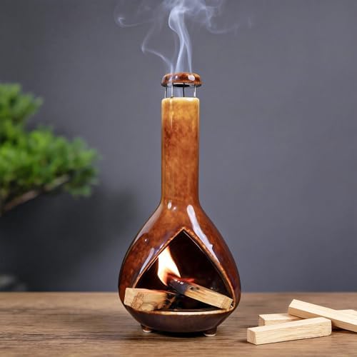 MOUGIGI Mini Chiminea Incense Burner Holder - Glossy Ceramic Smudge Bowl by MOUGIGI