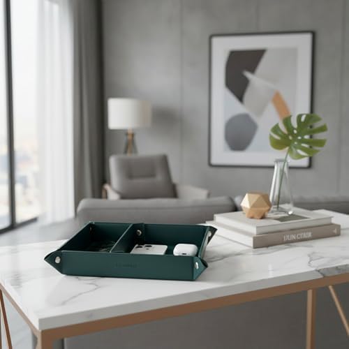 UnionBasic Medium Valet Tray, Jewelry Tray for Rings Watches Earrings, Entryway Catchall Caddy for Coins Keys Change, Nightstand Bedside Valet Holder, Trays for Electronic Gadgets, Vintage Green Plus - Image 7