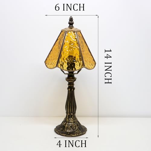 Tiffany Style Table Lamp Yellow Rippled Stained Glass Lamp 14 Inch - Image 2