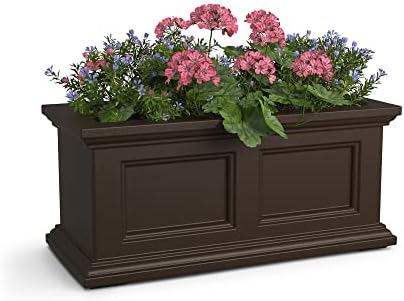 Mayne Fairfield 24in Self-Watering Rectangular Window Box Planter, Espresso by Mayne