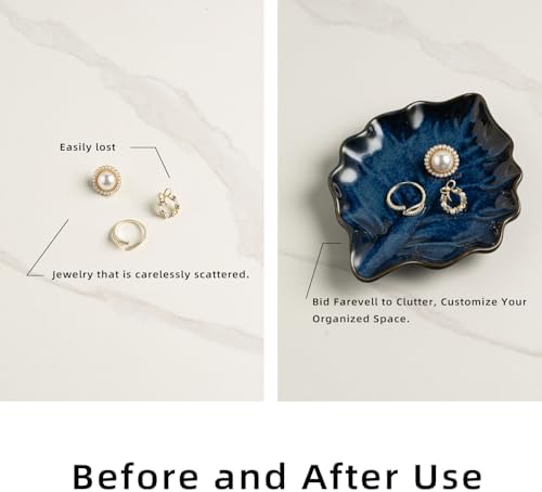Reactive Glaze Leaf Ring Dish, Trinket Tray with Gift Box - Image 6