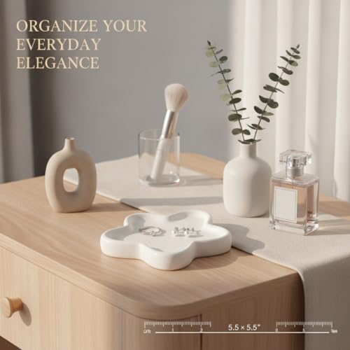 5.51 Inch Ceramic Jewelry Tray, Small Catch-All Dish for Rings and Earrings, Vanity or Entryway Organizer (1 PC) - Image 2