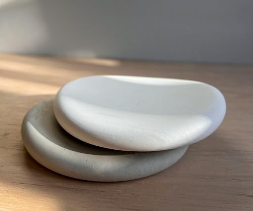 Pebble Concrete Tray, Organic Cement Tray, Nightstand Catch All, Jewelry Display, Chunky Trinket Tray, Ring Dish, Chubby Dish, Nordic Decor, Japandi Homewares - Image 7