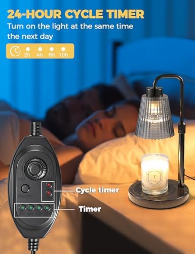 Marble Candle Warmer Lamp Black with Cycle Timer, Dimmable Wax Melt Warmer - Image 4