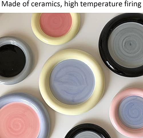 Ceramic Snack Dish Tray Round - Dessert Display Plate Cupcake Storage Tray Jewelry Trinket Tray Dish Desktop Tray Organizer for Home Office Decoration Pink/S - Image 6