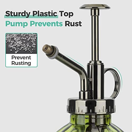 T4U Glass Plant Mister 200ML, Vintage Spray Bottle with Top Pump Fine Mist Flower Garden Sprayer Small Decorative Spritzer Watering Can Gift for Indoor Outdoor Succulent House Plant (Military Green) - Image 2
