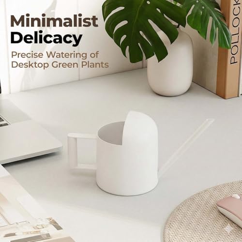 Bamworld Small Watering Can Indoor Outdoor Plant Metal Stainless Steel Long Spoutt Flowers Watering Cans for House Garden Plants 10OZ Watering Bottle Cute Stylish Gardening Decoration(Matte White) - Image 3
