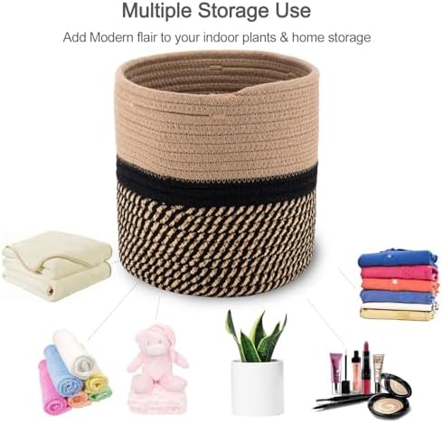 Woven Cotton Rope Plant Basket for 11" Flower Pot - Image 5