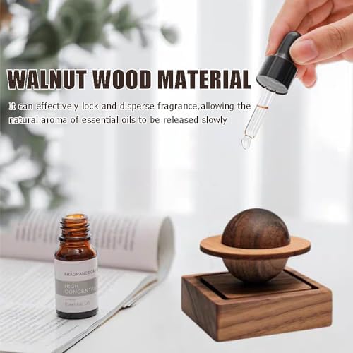 Ouliget Wood Essential Oil Diffuser,Planet Walnut Aroma Therapy,Passive Diffuser for Desk Table Home Office Car Wardrobe Yoga Hall and SPA, Thoughtful Gifts for Yoga Meditation - Image 2