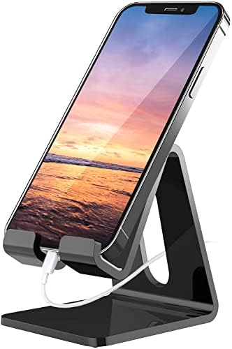 Crpich Acrylic Phone Stand, Ergonomic Design for Apple iPhone and Samsung Galaxy, Compatible with 4-8 Inch Screens, Black by Crpich