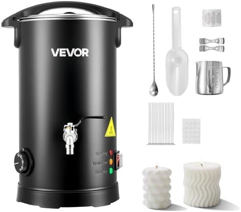 VEVOR 10Lbs Wax Melter for Candle Making, Fast and Even Heating, with Easy Pour Spout and Temperature Control, Hourglass Base for Non-Stick Smooth Flow, Wax Melting Pot for Making Candles Soaps by VEVOR