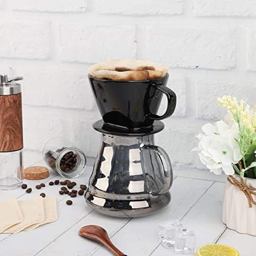 Segarty #2 Pour Over Coffee Maker, Single Cup Black Ceramic Coffee Dripper, 1 Set Size No.2 Reusable Filter Cone Drip Holder Slow Brewer with 3 Holes Flat Bottom for Travel, Camping, Office, Home - Image 6
