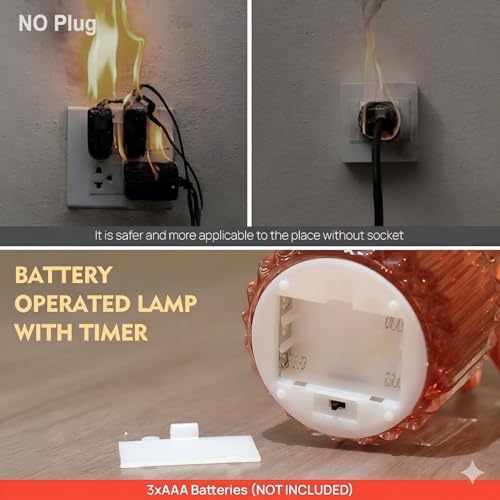 Small Battery Operated Lamp with Timer, Jelly Red - Image 4