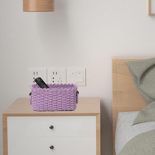 Woven Paper Rope Wicker Basket for Organizing(Set of 3,Purple) - Image 3