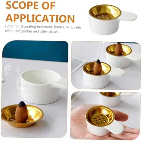 2pcs Ceramic Incense Burner Handheld Desktop Censer Ornament Modern Minimalist Incense Holder for Meditation Yoga Bedroom Study Decor - Image 2