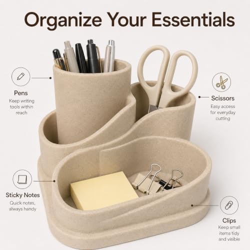 Aesthetic Desk Organizer, Cute Pencil Holder, Boho Office Caddy for Desk - Image 4
