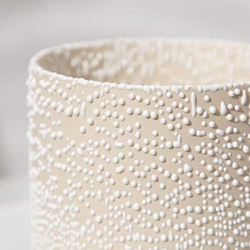 UBEE Planter Ceramic Flower Pot for Indoor Plants | 5.5 inch + 4.9 inch Plant Pots with Drainage Hole and Saucer for Aloe, Snake Plants, Pothos, Orchid, Beige with White Glaze Dot - Image 7