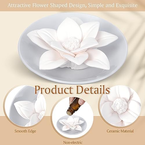 Bokon 9 Pcs Essential Oil Diffusers Ceramic Flower Non Electric,White - Image 3