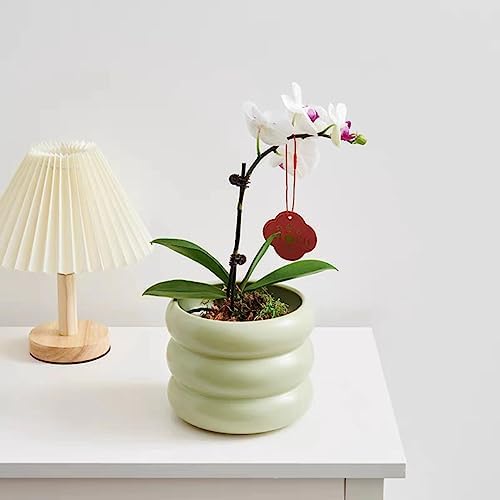 Ceramic Plant Pot Indoor, 4.5 Inch Flower Pot with Drainage Hole, Small Bubble Design Ceramic Planter for Home & Office Decor (Green) - Image 2