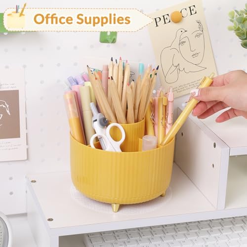SKYDUE 360 Degree Rotating Desk Organizer, Dual-Purpose Pencil Pen Holder, Rotating Desk Pen Organizer with 5 Slots, Pencil Cup for Office, School, Home - Image 3