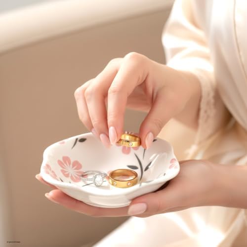 Small Flower Ring Dish Jewelry Tray Organizer, White - Image 4